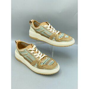 Ferragamo Macramé Women's Sneaker US 9.5 Camel Low Top Lace Up Athletic Shoes